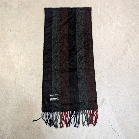 Dior Other - Christian Dior Monsieur Men's Scarf Cashmere Striped Red Gray